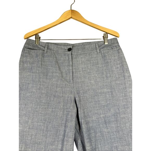 Talbots Capri Pants Women's 12 Perfect Crop Blue Cotton Chambray Coastal Beachy - Picture 2 of 8